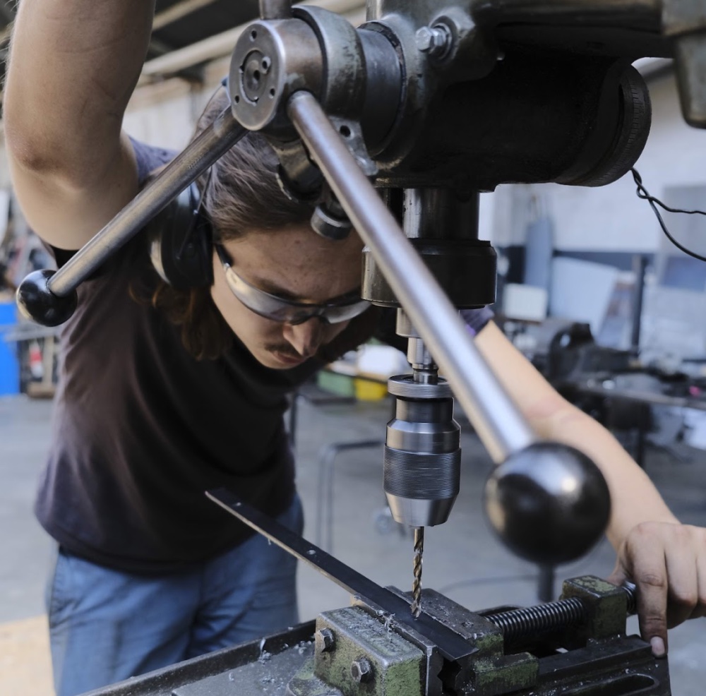 Man on a drill machine
